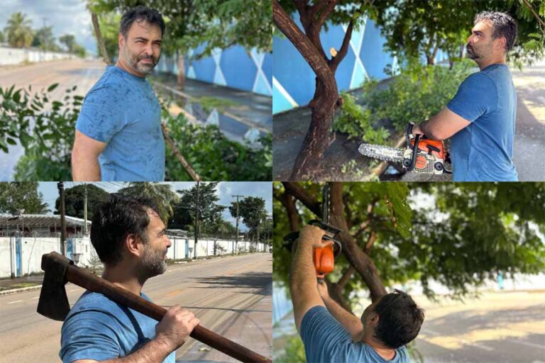 Secretário de Meio Ambiente cumpre missão dada pelo prefeito e trabalha pessoalmente na poda preventiva de árvores