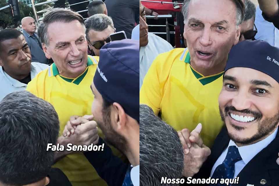 Bolsonaro chama Fernando Máximo de “nosso senador” durante manifestação em Brasília