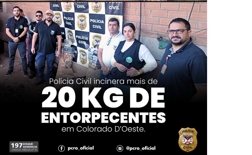 Polícia Civil incinera 23 quilos de drogas em Colorado do Oeste
