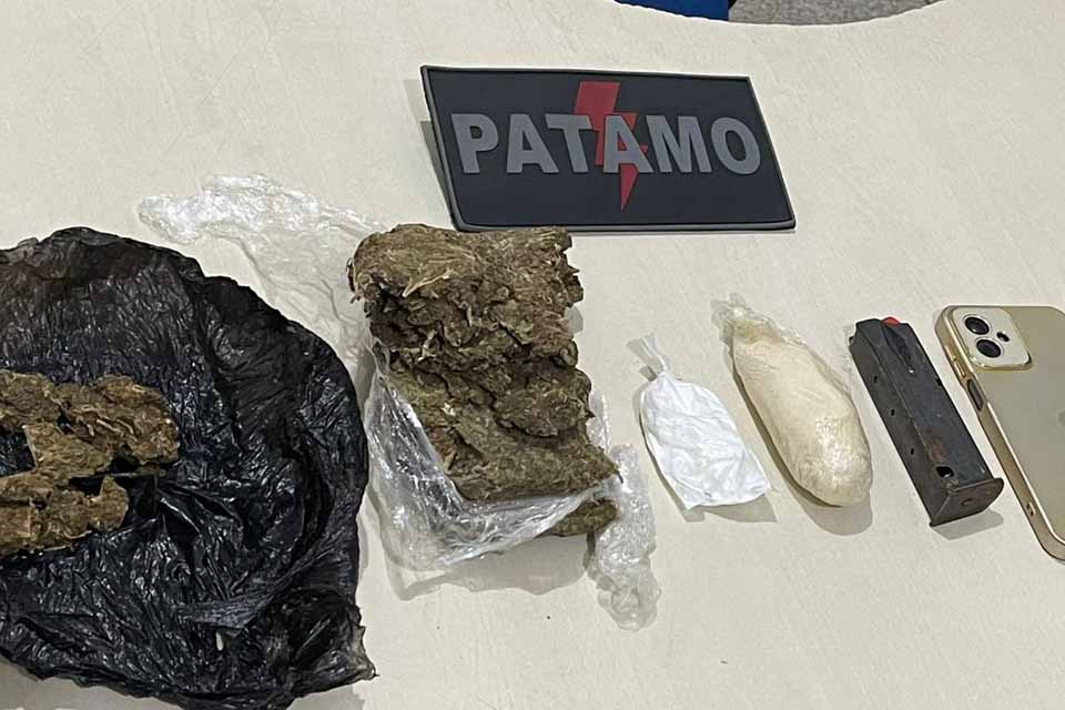 Polícia militar apreende drogas e carregador de arma em ação no bosque dos ipês