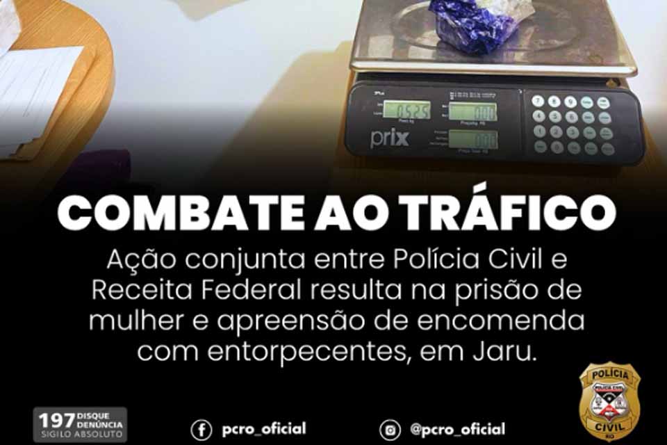Mulher é detida em Jaru ao receber pacote com haxixe durante ação conjunta