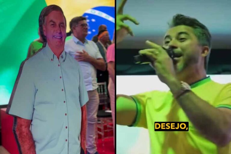 Perto do "Jair de papelão", Marcos Rogério anota: "Bolsonaro não é apenas uma pessoa, é sentimento, valor, objetivo e desejo"