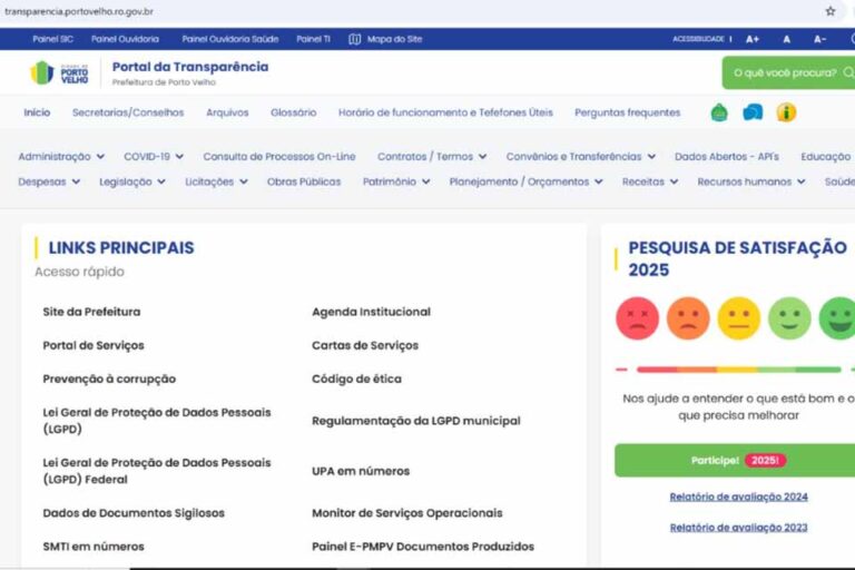 Porto Velho obtém 95,91 pontos e avança no ranking de transparência pública