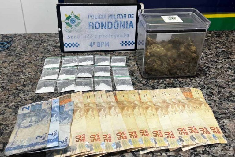 Polícia Militar apreende drogas e motocicleta em operação contra “delivery” de entorpecentes em Cacoal