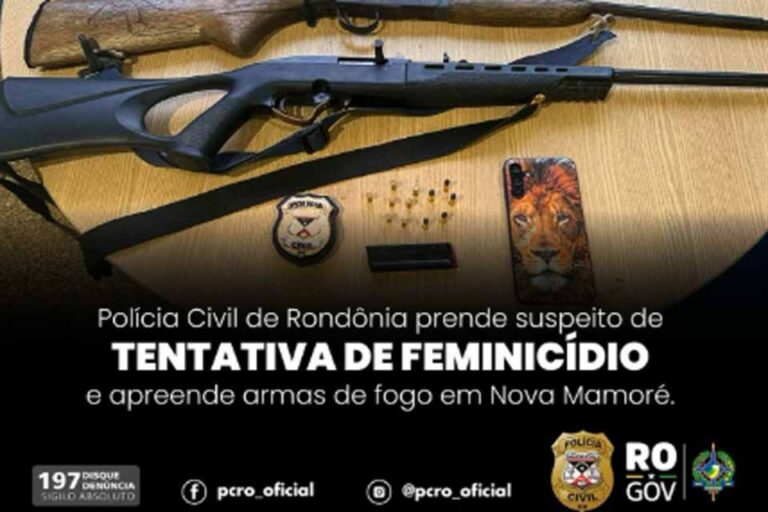 Polícia Civil prende homem suspeito de tentativa de feminicídio e encontra armas em Nova Mamoré