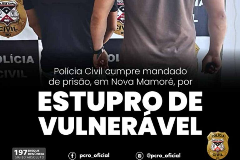 Polícia Civil cumpre prisão preventiva por estupro de vulnerável em Nova Mamoré