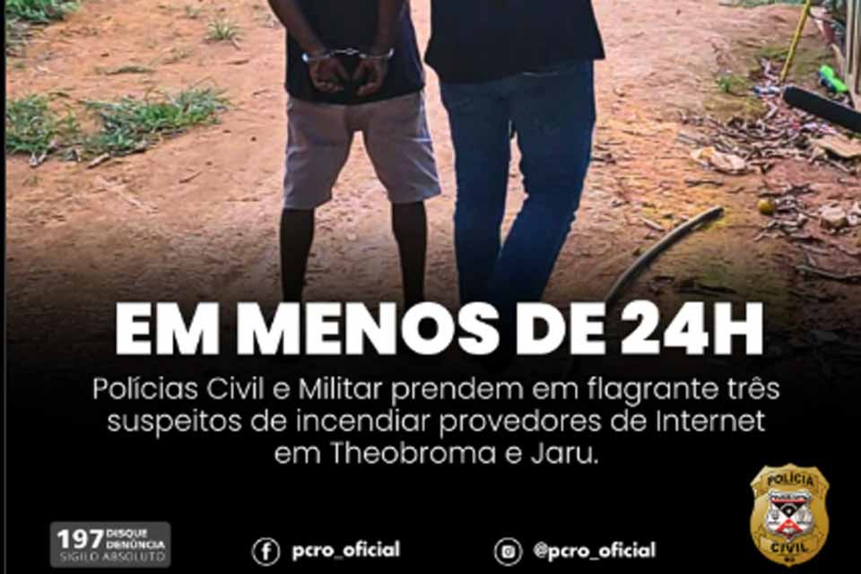 <div style="
                font-size: 18px;
                font-weight: bold;
                color: #0073aa;
                margin-bottom: 5px;
                text-transform: uppercase;
            ">PRISÃO</div>Três suspeitos são presos em flagrante por incendiar provedores de internet em Theobroma e Jaru