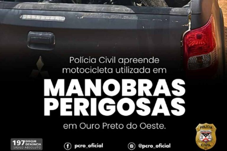 Polícia Civil apreende motocicleta usada em manobras perigosas em Ouro Preto do Oeste