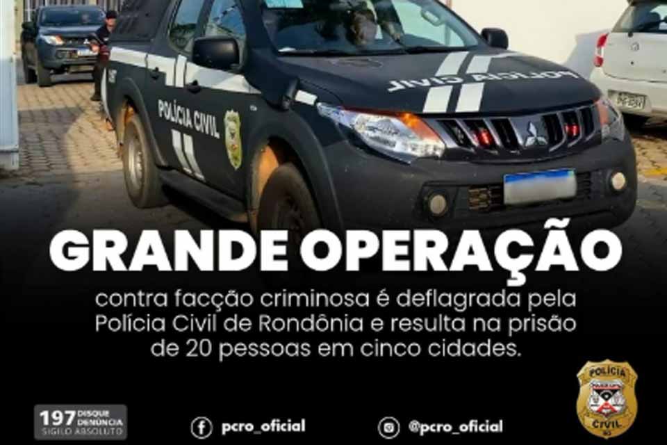 <div style="
                font-size: 18px;
                font-weight: bold;
                color: #0073aa;
                margin-bottom: 5px;
                text-transform: uppercase;
            ">OPERAçãO INTEGRADA</div>Polícia Civil realiza operação integrada e prende 20 suspeitos em cinco cidades de Rondônia e no Ceará