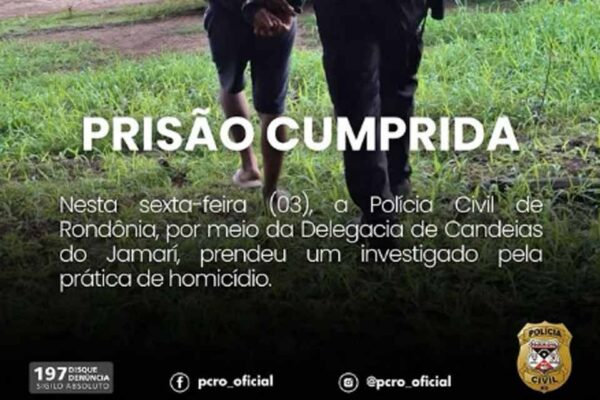Homem investigado por homicídio é preso em Candeias do Jamari