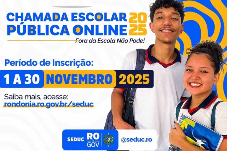 Rondônia abre inscrições da Chamada Escolar Online 2025 para estudantes fora da rede pública