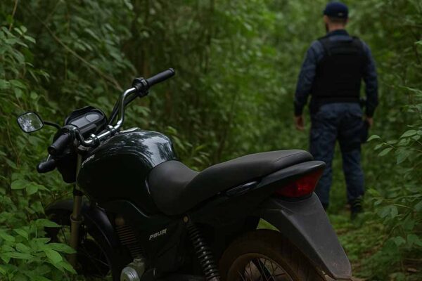 Polícia Militar recupera motocicleta furtada em área de mata em Urupá