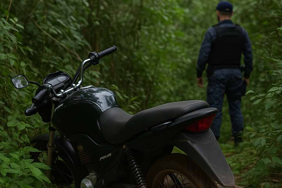 <div style="
                font-size: 18px;
                font-weight: bold;
                color: #0073aa;
                margin-bottom: 5px;
                text-transform: uppercase;
            ">RECUPERAÇÃO DE VEÍCULO ROUBADO</div>Polícia Militar recupera motocicleta furtada em área de mata em Urupá