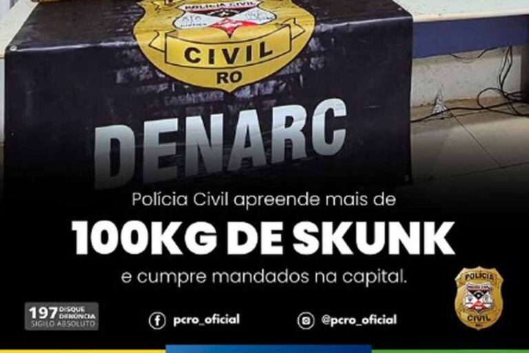 Polícia Civil apreende mais de 100 quilos de skunk durante cumprimento de mandados em Porto Velho