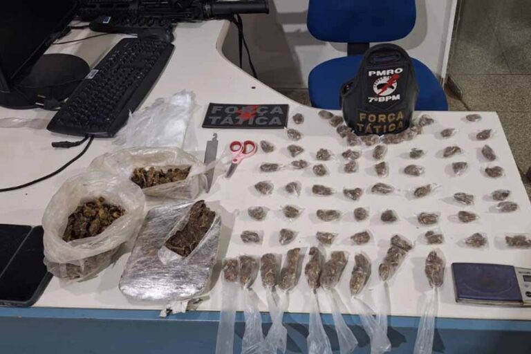 Guarnição do 7º BPM prende casal suspeito de tráfico em Ariquemes