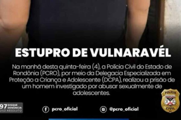 Polícia Civil prende homem investigado por crimes sexuais contra adolescentes em Porto Velho