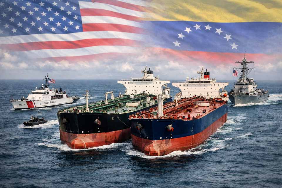 <div style="
                font-size: 18px;
                font-weight: bold;
                color: #0073aa;
                margin-bottom: 5px;
                text-transform: uppercase;
            ">SANÇÕES INTERNACIONAIS</div>Navios suspeitos de levar petróleo venezuelano são apreendidos pelos EUA em águas internacionais