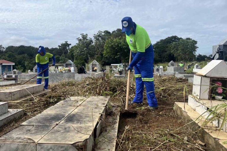 Prefeitura de Porto Velho realiza mutirão com 120 servidores para manutenção nos cemitérios municipais