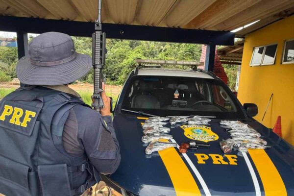 PRF apreende 14 revólveres calibre .38 em ônibus na BR-364 e prende passageiro em Porto Velho