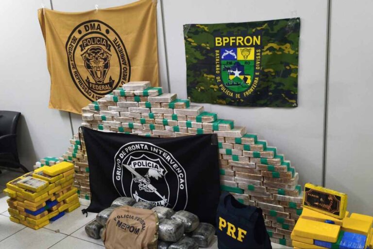 Operação Protetor das Divisas e Fronteiras apreende quase 400 kg de drogas, arma e munições na região do Rio Abunã em Porto Velho