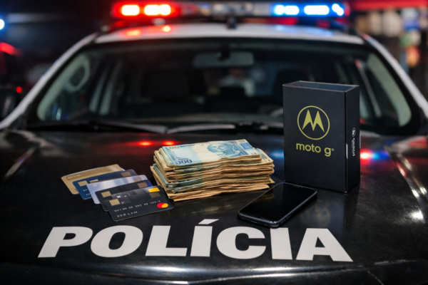 Suspeito é levado à delegacia após PM encontrar cartões de terceiros e dinheiro em abordagem em Cacoal