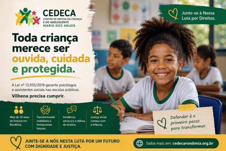 <div style="
                font-size: 18px;
                font-weight: bold;
                color: #0073aa;
                margin-bottom: 5px;
                text-transform: uppercase;
            ">ASSISTENTES SOCIAIS</div>CEDECA aciona Justiça para obrigar Vilhena a contratar psicólogos e assistentes sociais nas escolas municipais