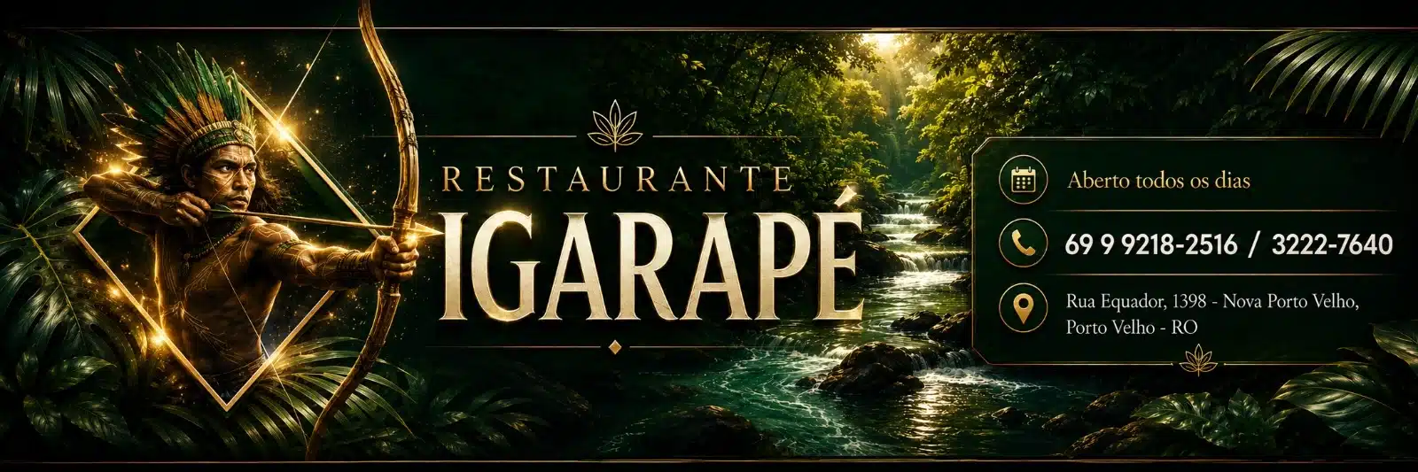 Restaurante Igarapé — Aberto todos os dias • 69 9 9218-2516 / 3222-7640 • Rua Equador, 1398 - Nova Porto Velho, Porto Velho - RO