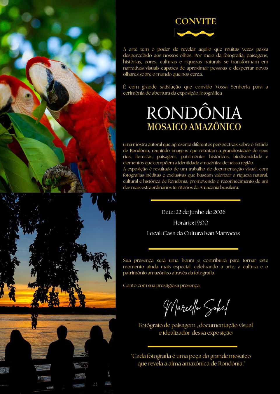 Convite da mostra destaca a proposta visual de valorização da identidade amazônica de Rondônia