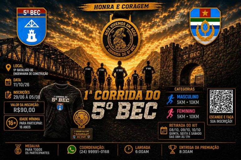 Corrida do 5º BEC abre inscrições para prova de 5 km e 10 km em Porto Velho