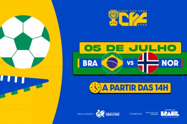 Copa Fan Fest Porto Velho terá transmissão de Brasil x Noruega com shows e entrada gratuita neste domingo
