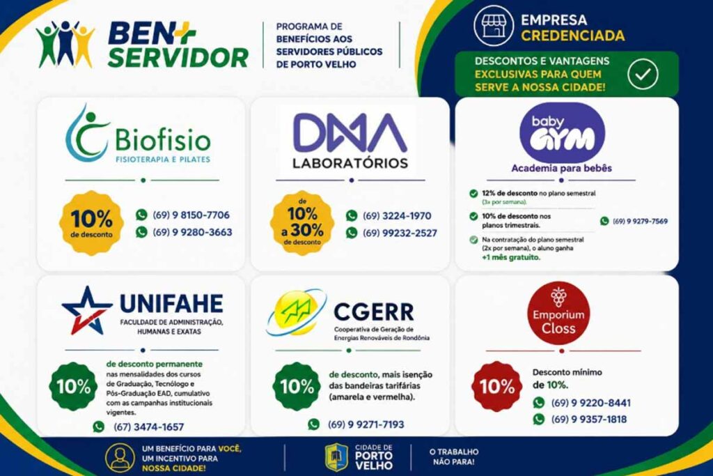 BEN+SERVIDOR reúne novos parceiros e oferece descontos de até 35% em Porto Velho