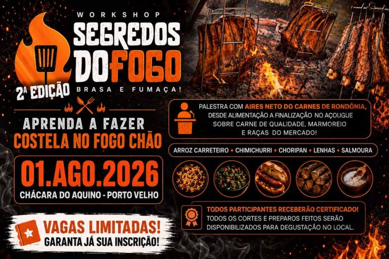 Workshop ensina técnicas de costela no fogo de chão em Porto Velho