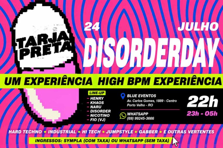 Disorder Day reúne hard techno e música eletrônica em Porto Velho no dia 24 de julho
