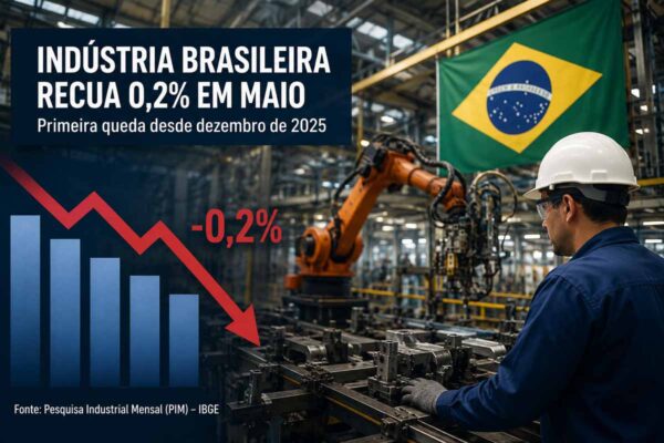 Produção da indústria brasileira registra queda de 0,2% em maio após cinco meses de alta