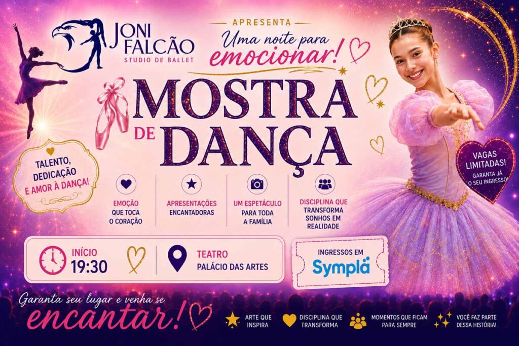 Studio Joni Falcão realiza Mostra de Dança 2026 no Teatro Palácio das Artes, em Porto Velho