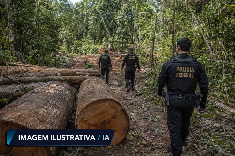 PF prende duas pessoas durante operação contra extração ilegal de madeira em terra indígena de Rondônia