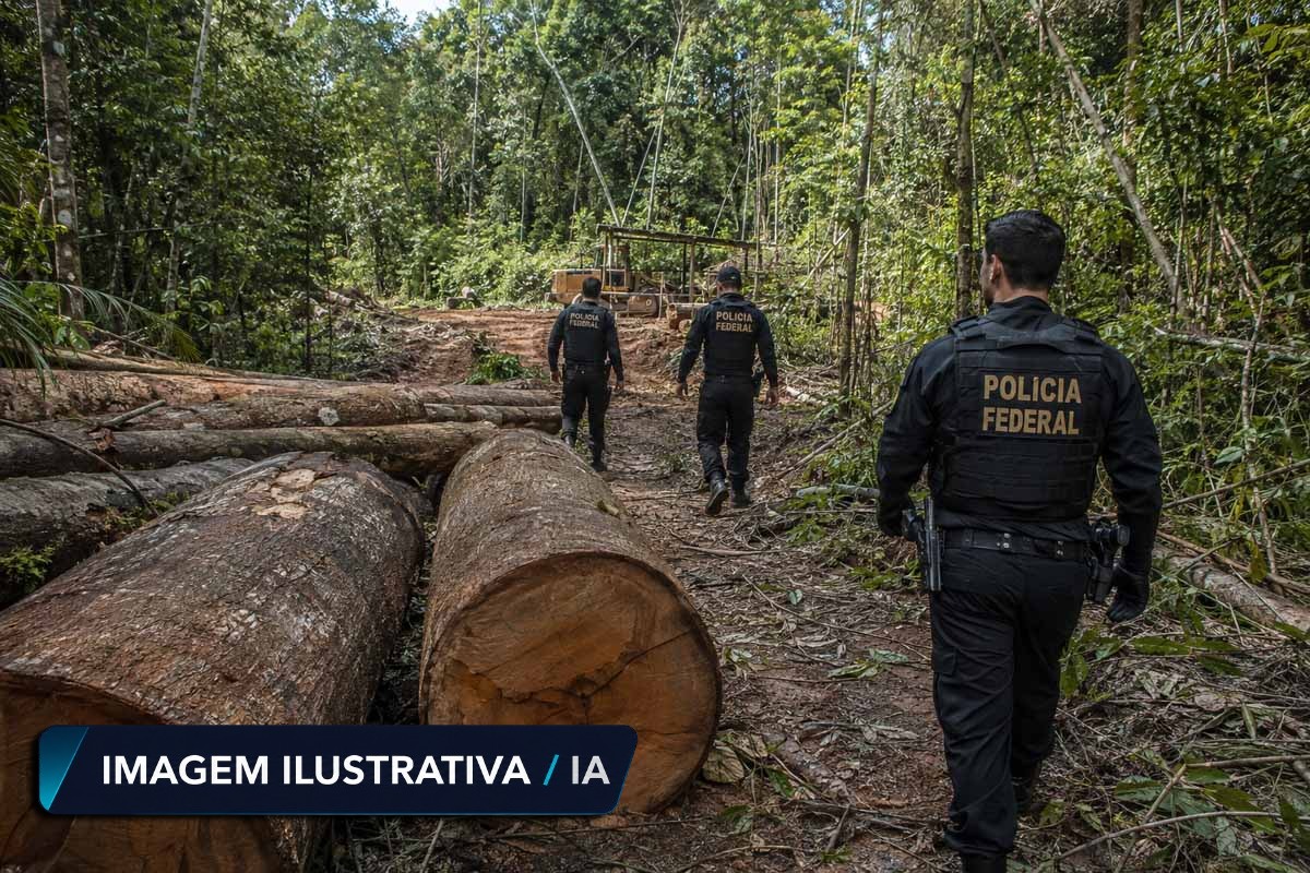 PF prende duas pessoas durante operação contra extração ilegal de madeira em terra indígena de Rondônia