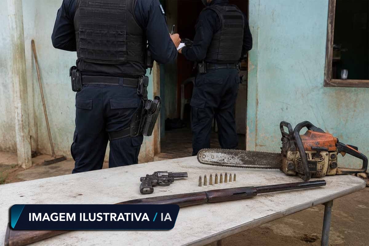 Homem é condenado a 4 anos e 2 meses após apreensão de armas e motosserra furtada em Ariquemes