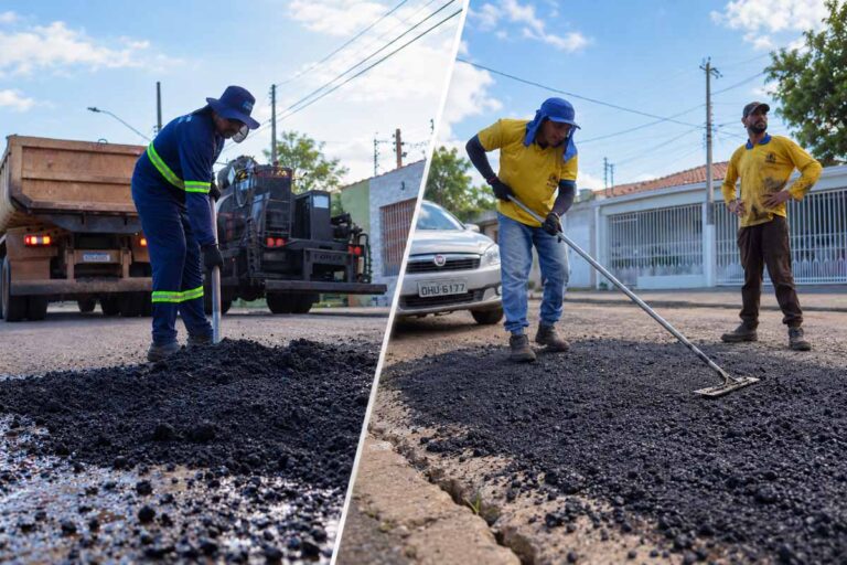 Prefeitura realiza tapa-buraco em vias dos bairros Teixeirão, Flodoaldo Pontes Pinto e Nova Esperança