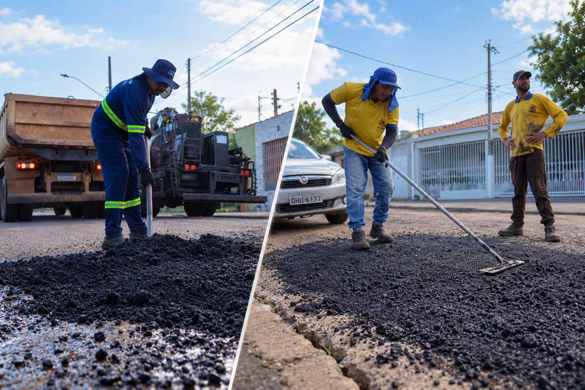 Prefeitura realiza tapa-buraco em vias dos bairros Teixeirão, Flodoaldo Pontes Pinto e Nova Esperança