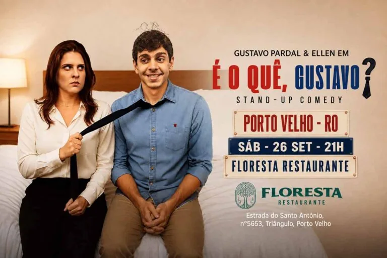 Gustavo Pardal e Ellen apresentam comédia “É o quê, Gustavo?” em Porto Velho