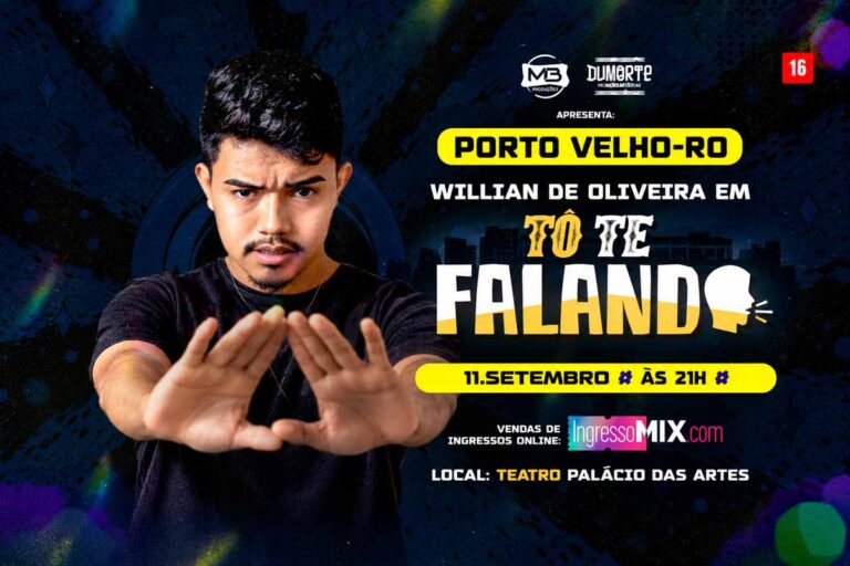 Willian de Oliveira apresenta stand-up ‘Tô Te Falando’ nesta quinta-feira em Porto Velho