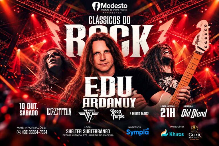 Especial Clássicos do Rock com Edu Ardanuy será realizado em Porto Velho no dia 10 de outubro