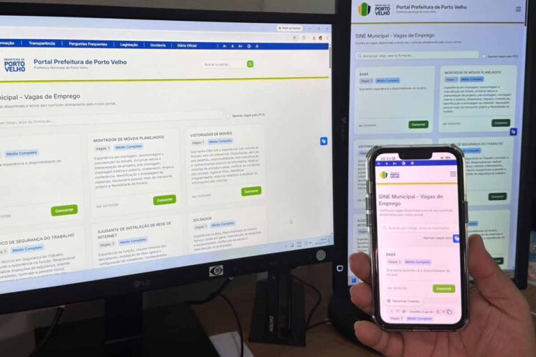Sine Municipal de Porto Velho disponibiliza vagas de emprego em diferentes áreas e oferece atendimento gratuito