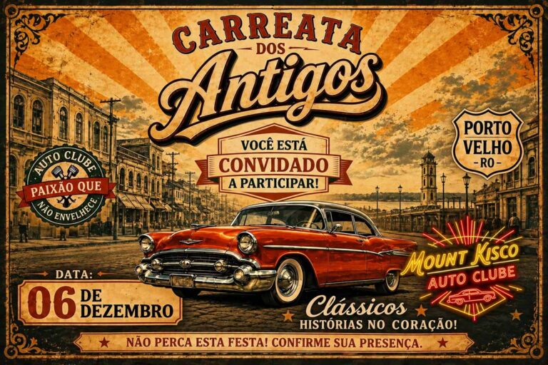 Carreata de carros antigos, rebaixados e motos será realizada em dezembro em Porto Velho
