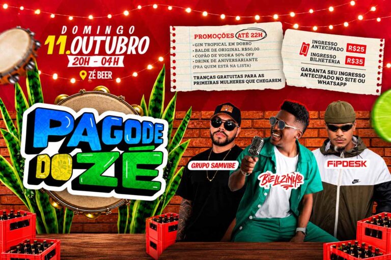 Pagode do Zé terá Bielzinho, Grupo SamVibe e FlipDesk neste domingo em Porto Velho