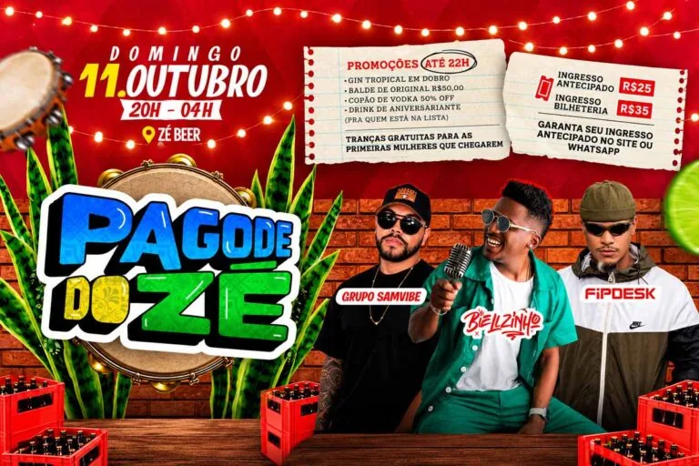 Pagode do Zé terá Bielzinho, Grupo SamVibe e FlipDesk neste domingo em Porto Vel