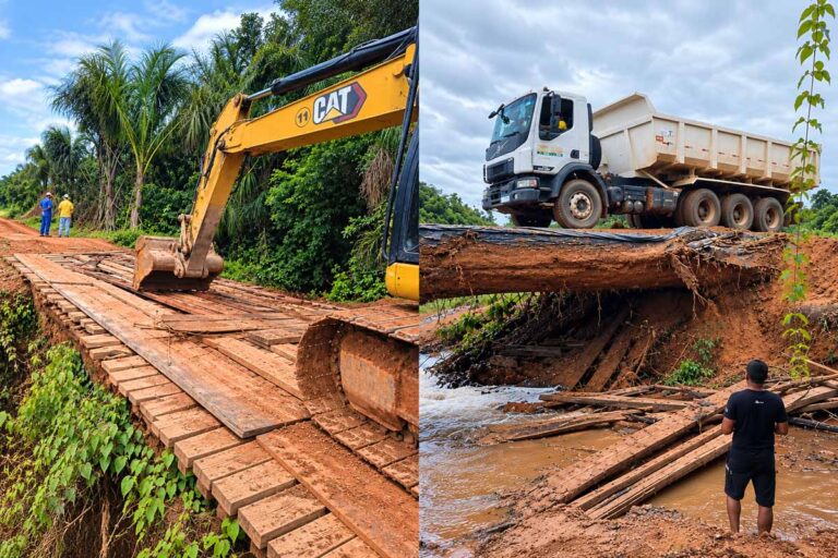Prefeitura de Porto Velho programa recuperação de cinco pontes em estradas rurais; uma já foi concluída